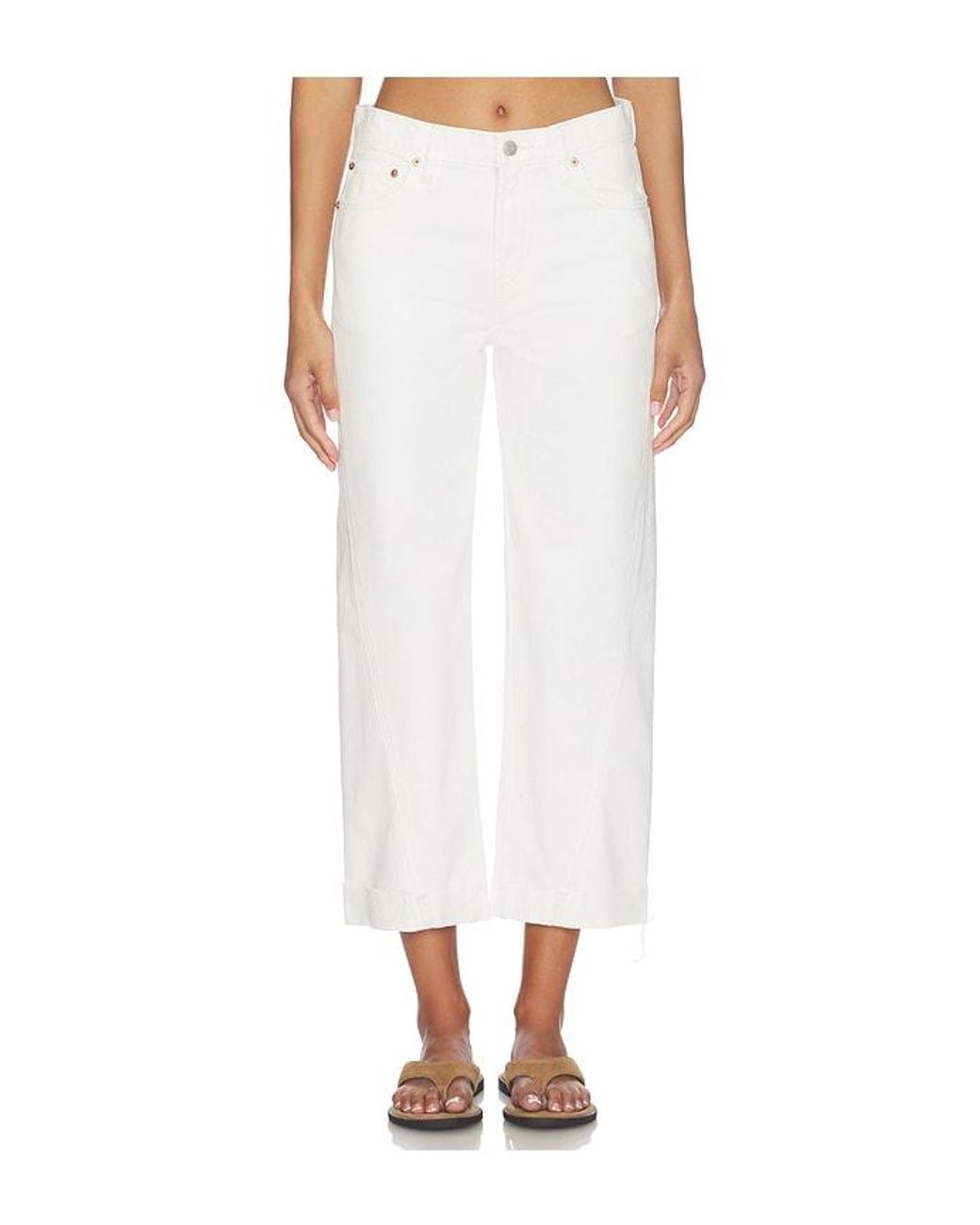 Pistola White Kacey Mid Rise Cuffed Boyfriend Jeans