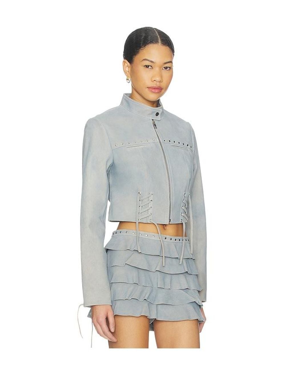Lamarque White X Revolve Silvina Suede Biker Jacket
