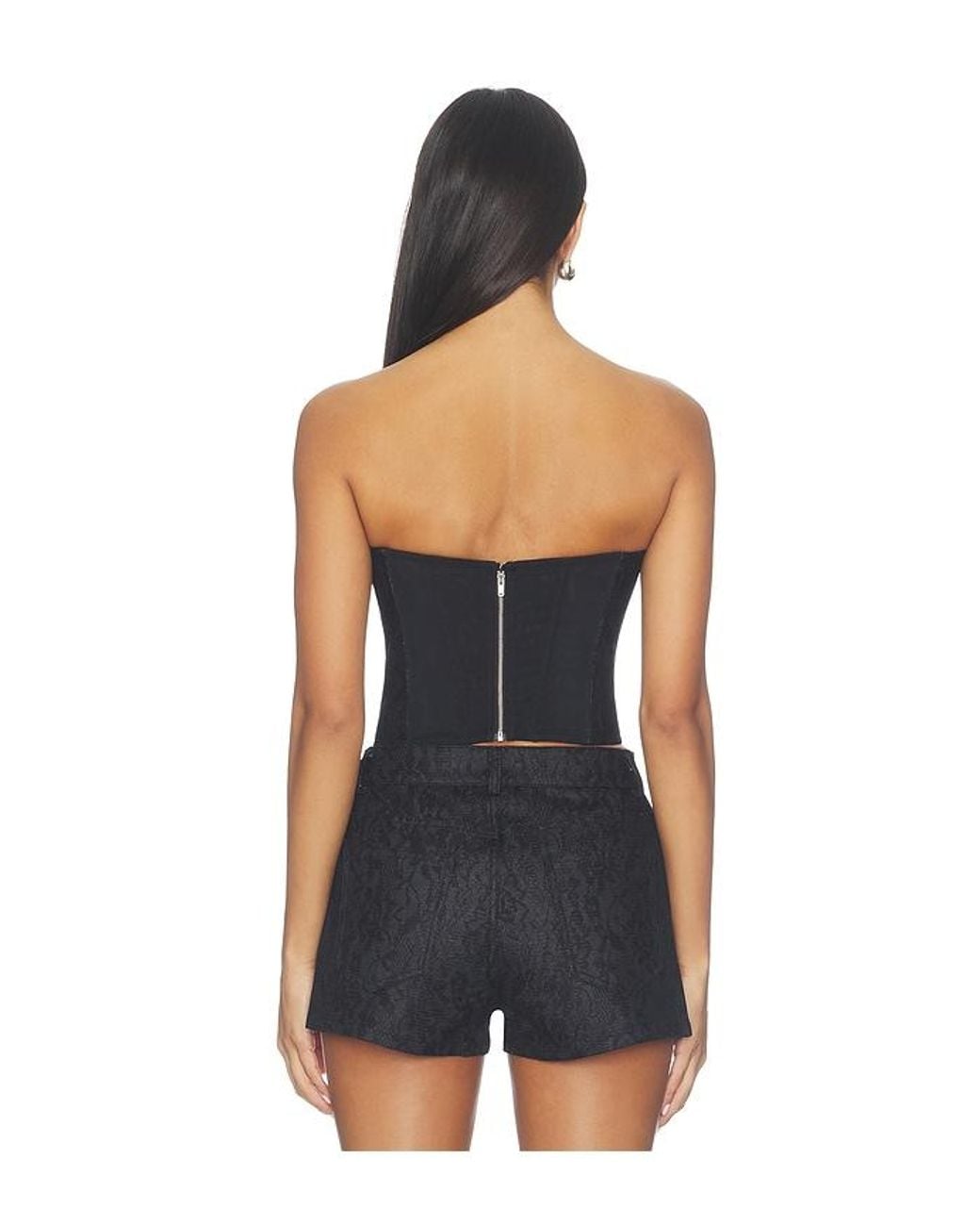 Fleur du Mal Blue Lace Denim Bustier