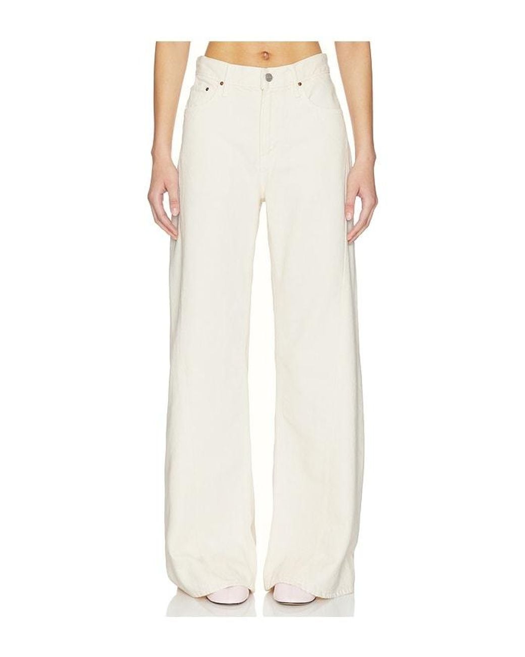 Mother White The Lemon Twist Sneak Jeans