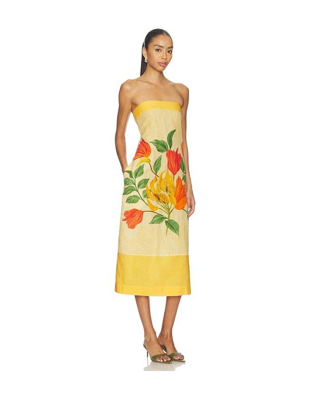 VERANDAH Yellow Strapless Shift Dress