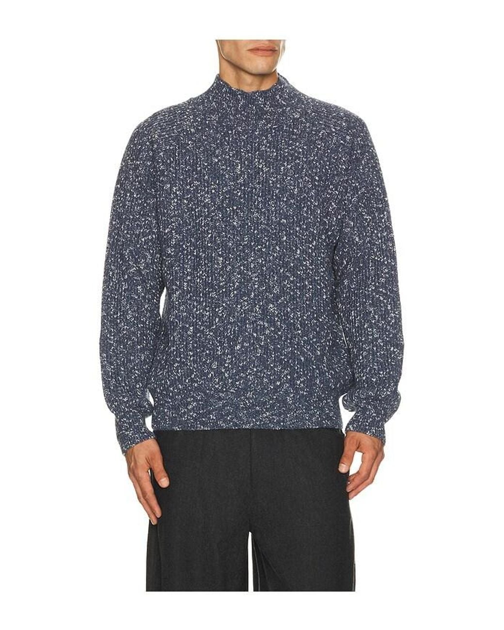 Far Afield Blue Bayer Ribbed Roll Neck Sweater for men