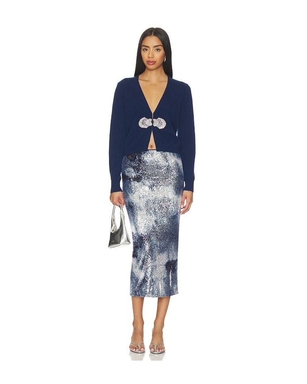 Le Superbe Blue Shibori Shine Liza Skirt