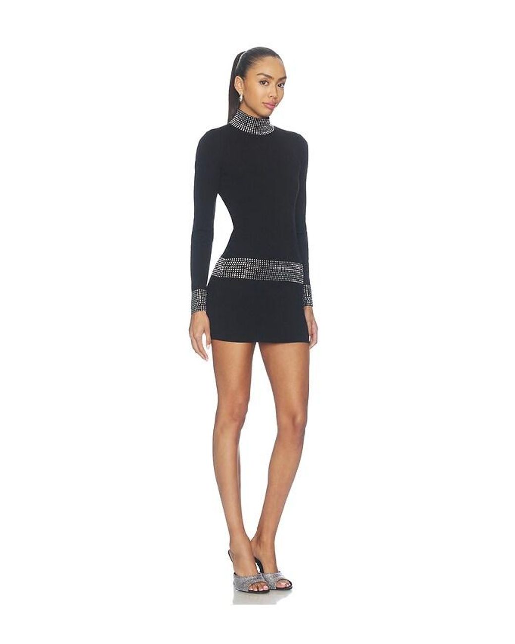 retroféte Black Naema Embellished Knit Dress