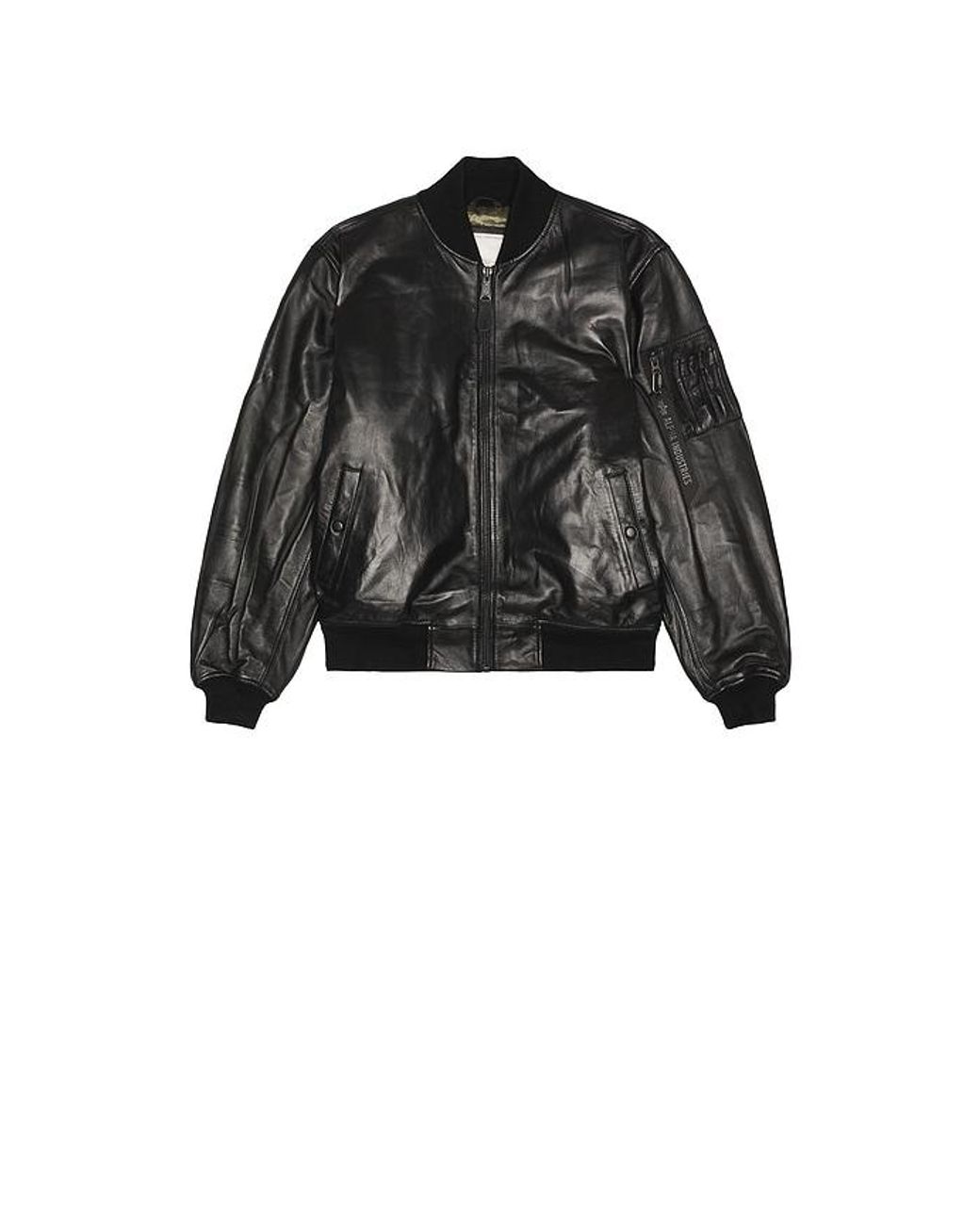 Alpha Industries Black Ma-1 Heritage Fit Leather Flight Jacket for men