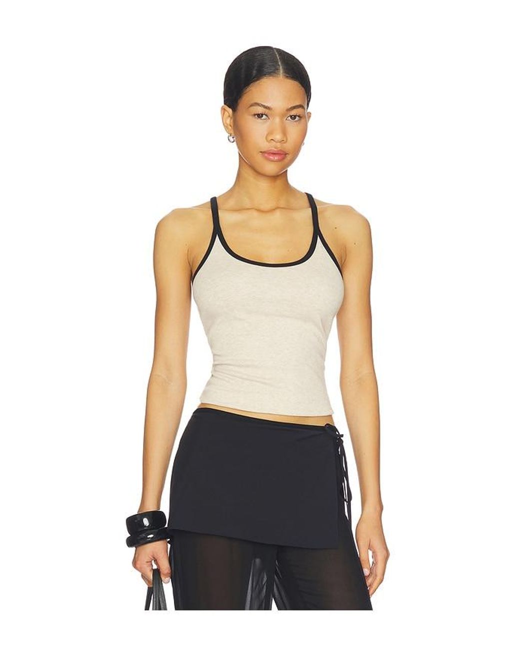 Enza Costa White Classic Ringer Scoop Tank