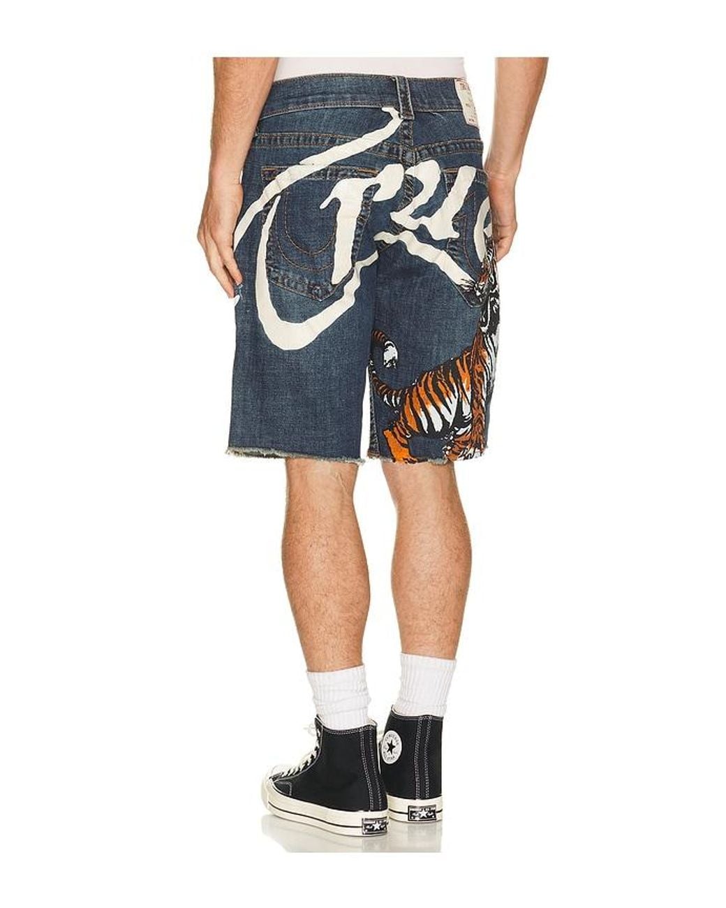 True Religion Multicolor Ricky Big T Undone Hem Shorts for men