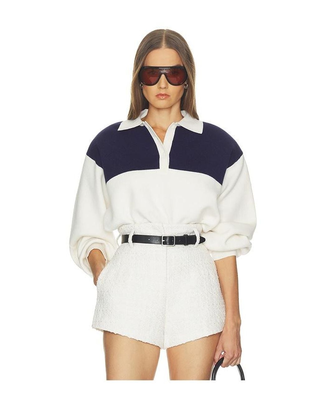 Helsa Blue Sindy Color Block Knit Polo