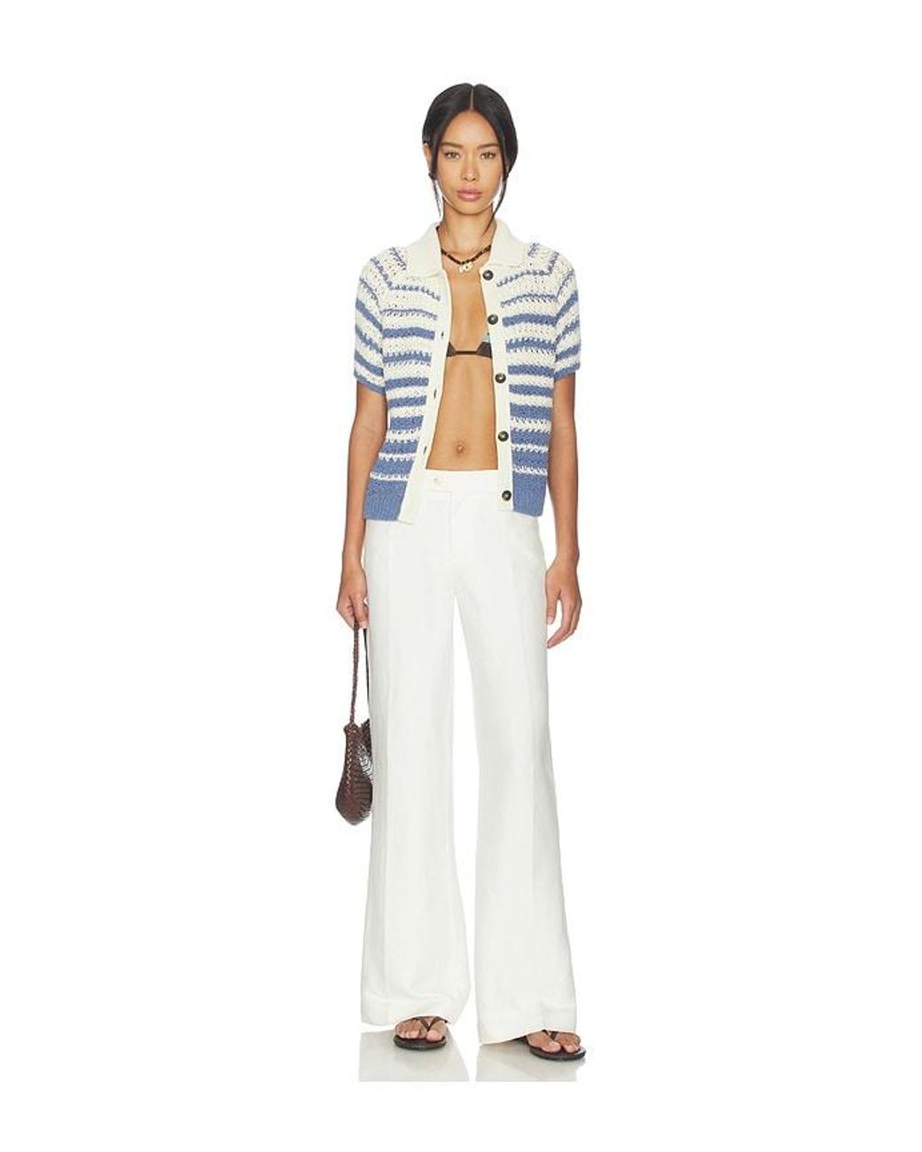 Closed White Short Sleeve Polo Cardigan