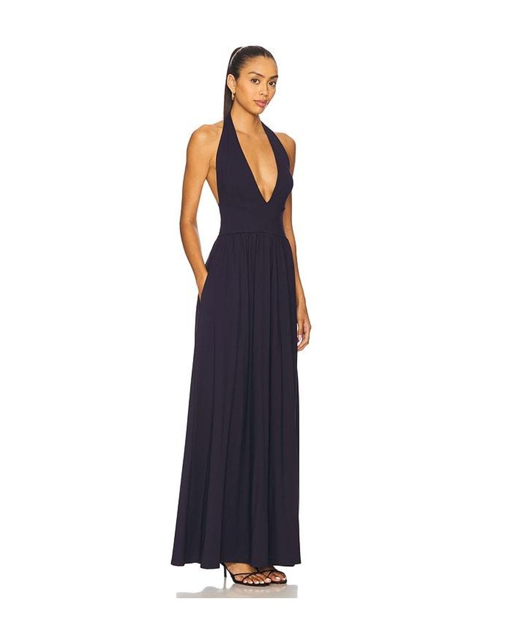 Susana Monaco Blue Halter Gathered Dress