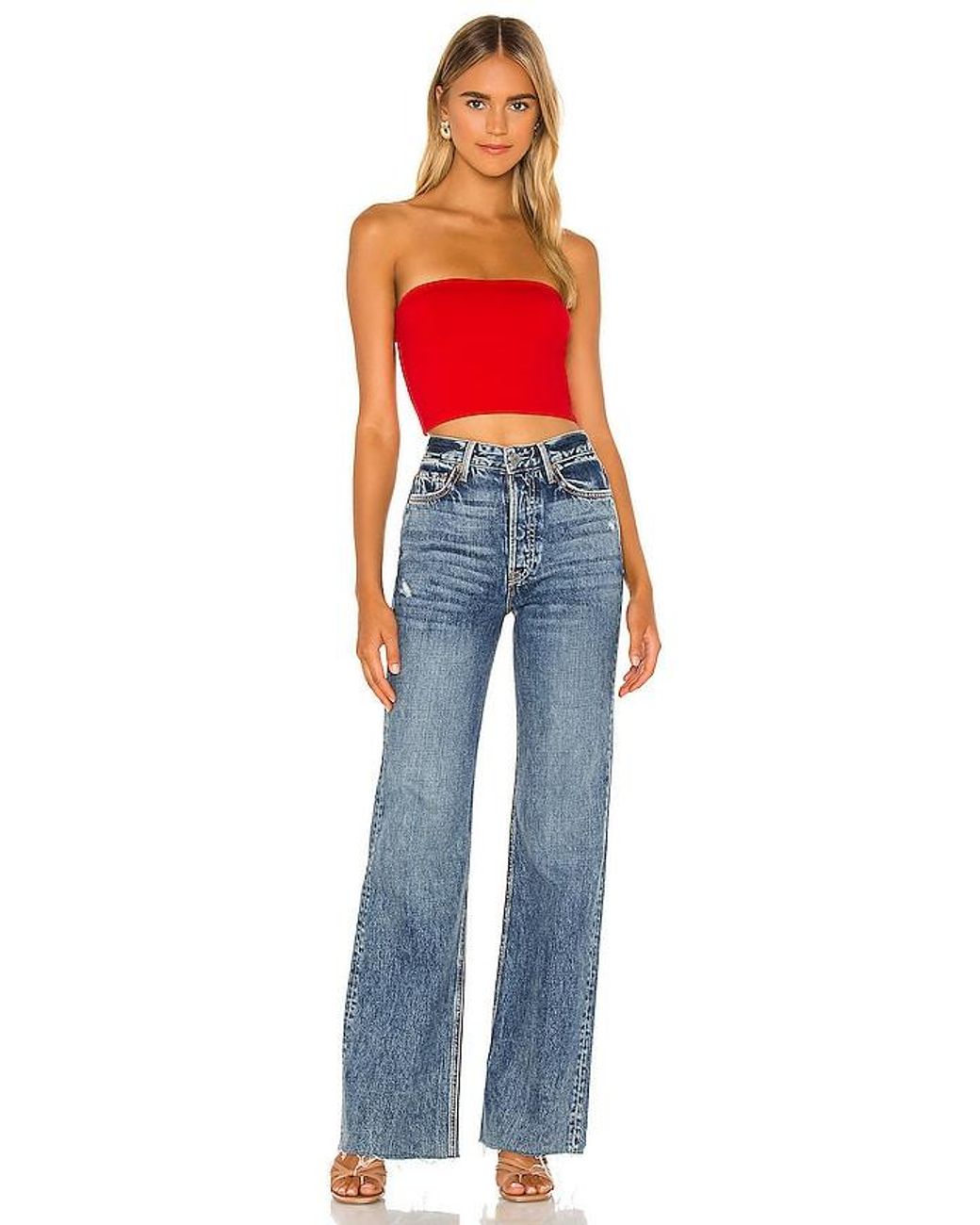 Susana Monaco Blue X Revolve Strapless Crop Top
