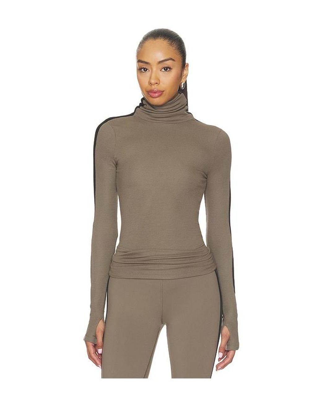 Splits59 Natural Jackson Rib Full Length Turtleneck Top