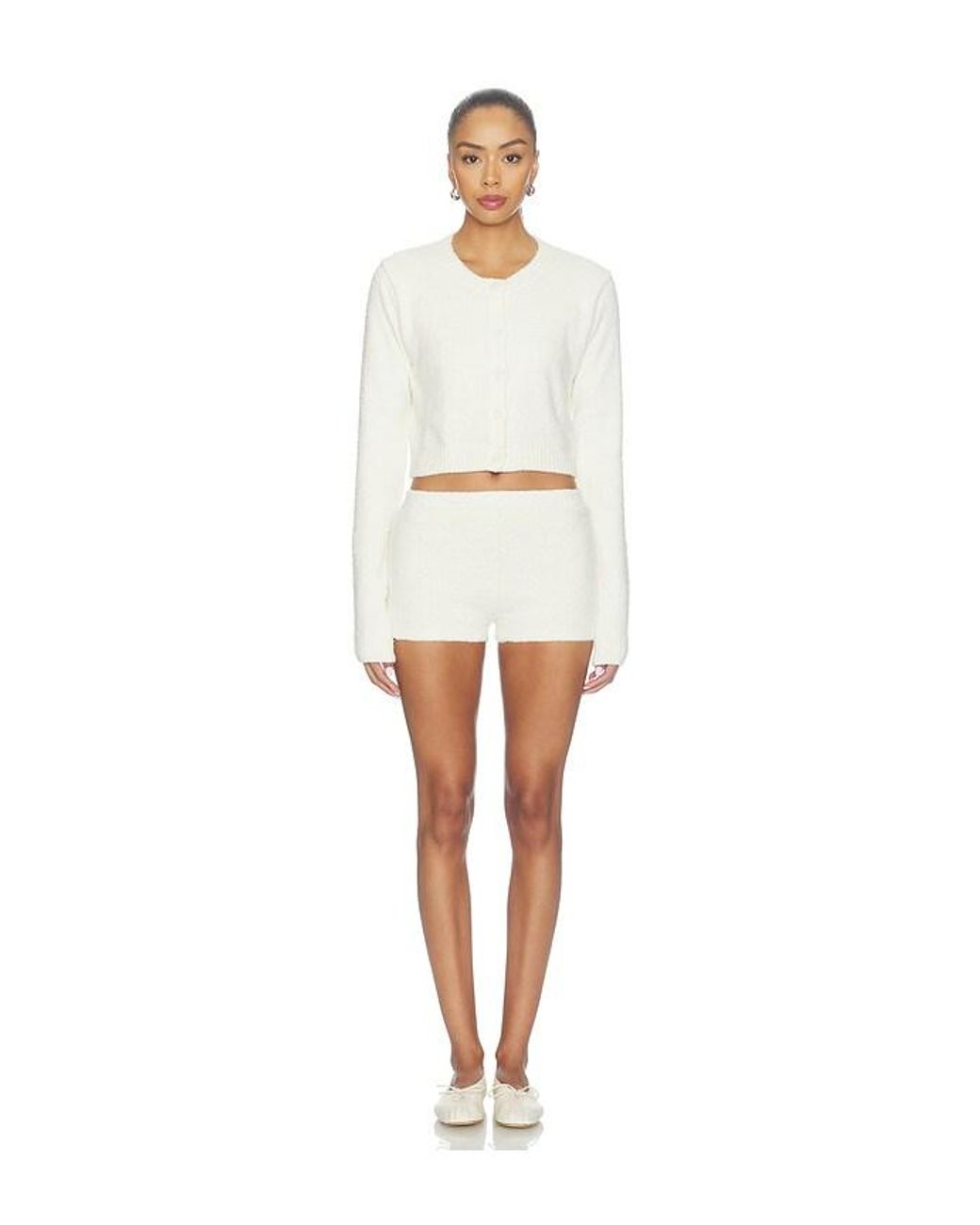 Seven Wonders White Nera Knit Mini Shorts