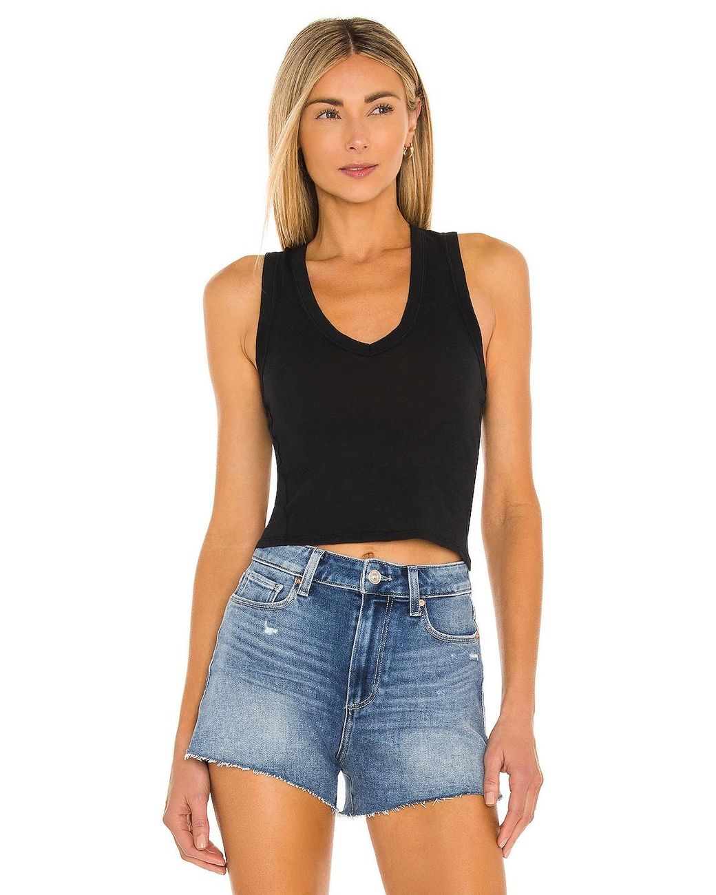 Free People Cotton Hailey Baby Tank in Black - Lyst