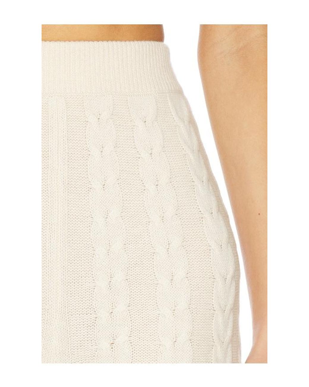 AEXAE White Cashmere Cable Straight Leg Pant