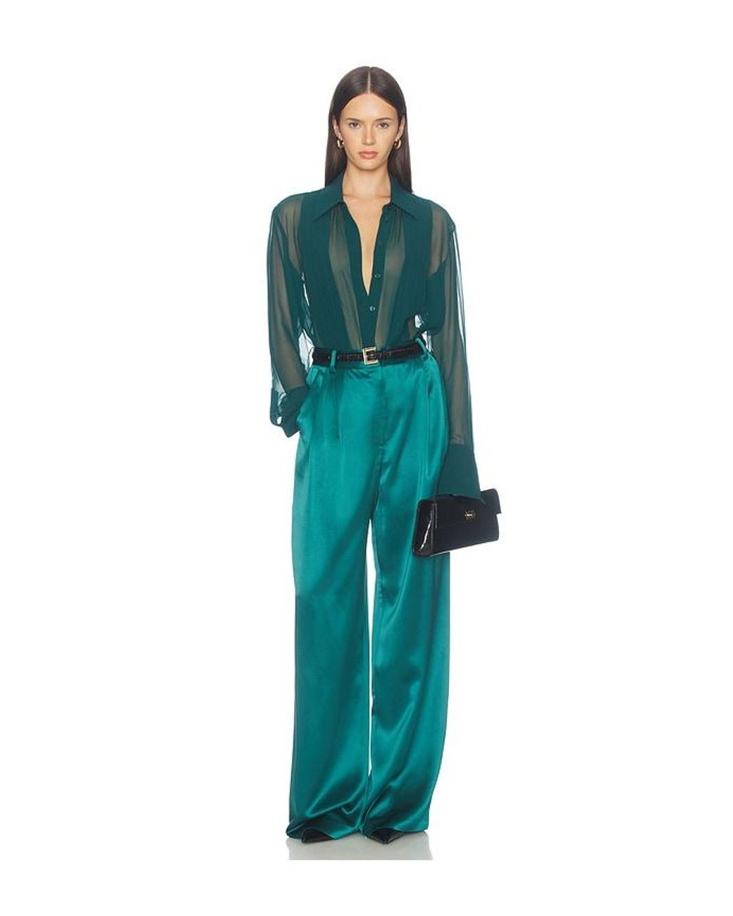 Sans Faff Green Meghan Panelled Silk Blouse