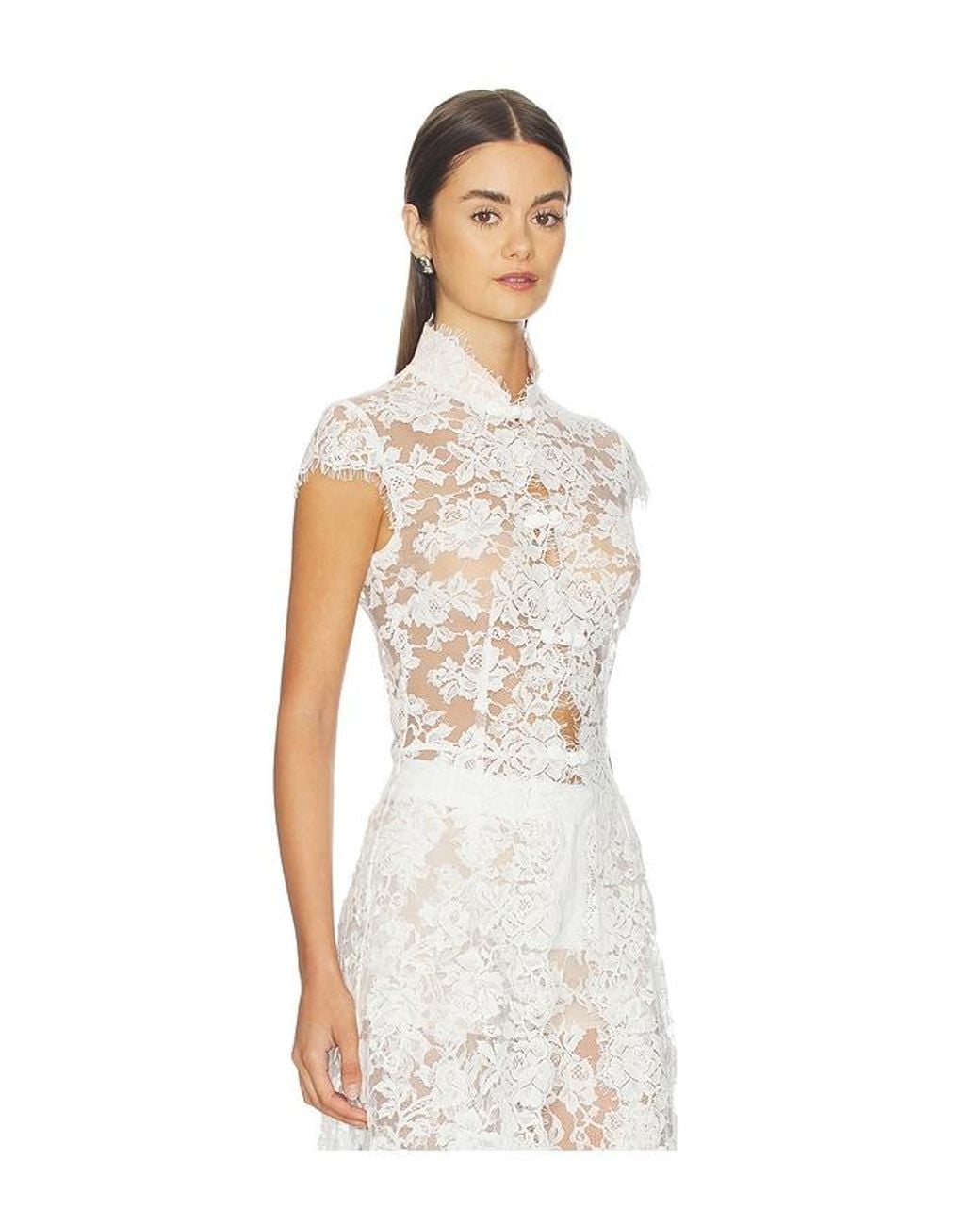 SAU LEE White Saphina Lace Top