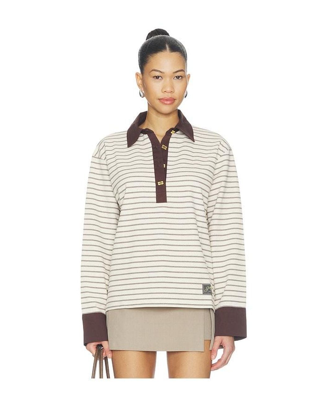 Ganni Natural Single Pique Polo Top