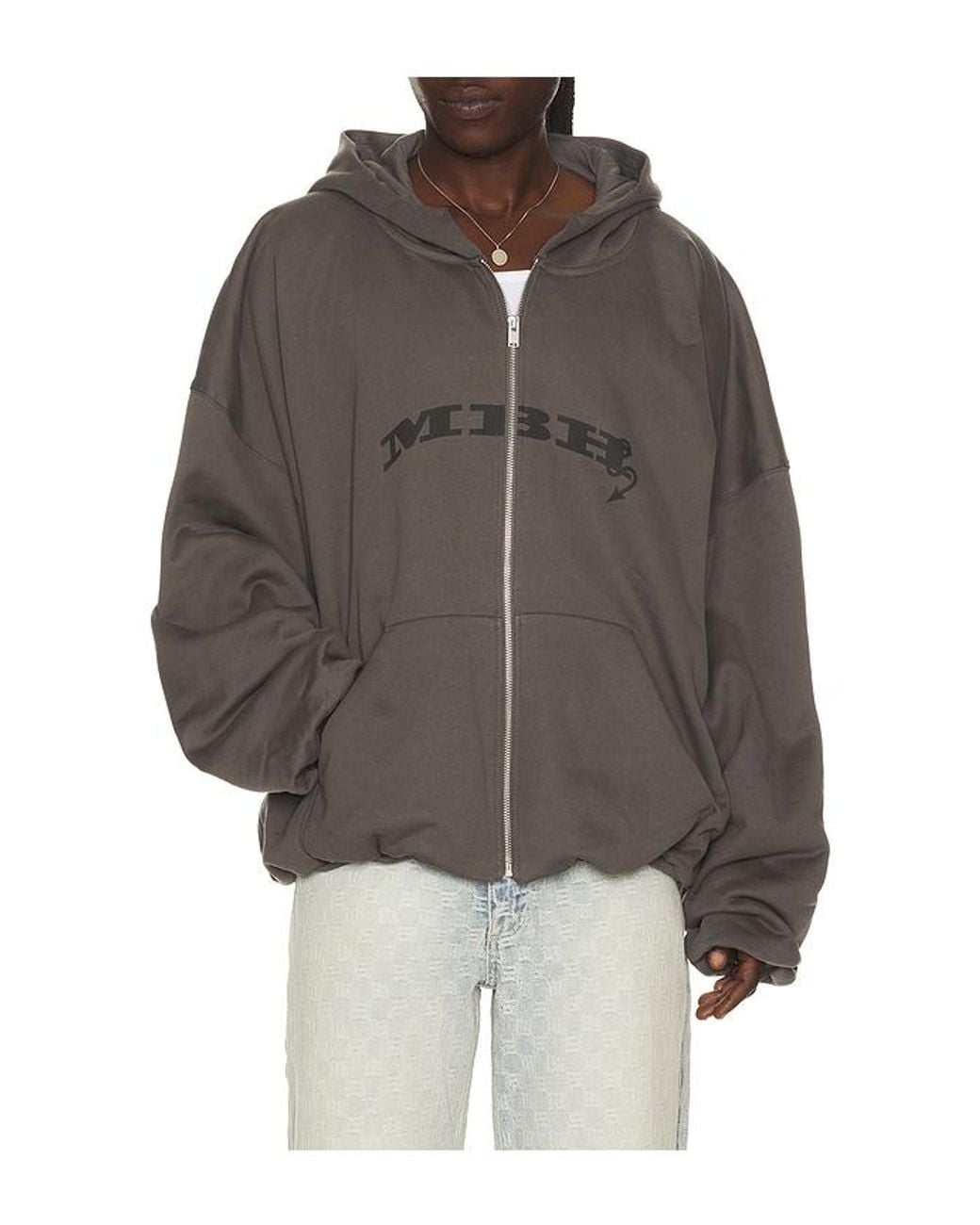M I S B H V Black Inflated Devil Zipped Hoodie for men