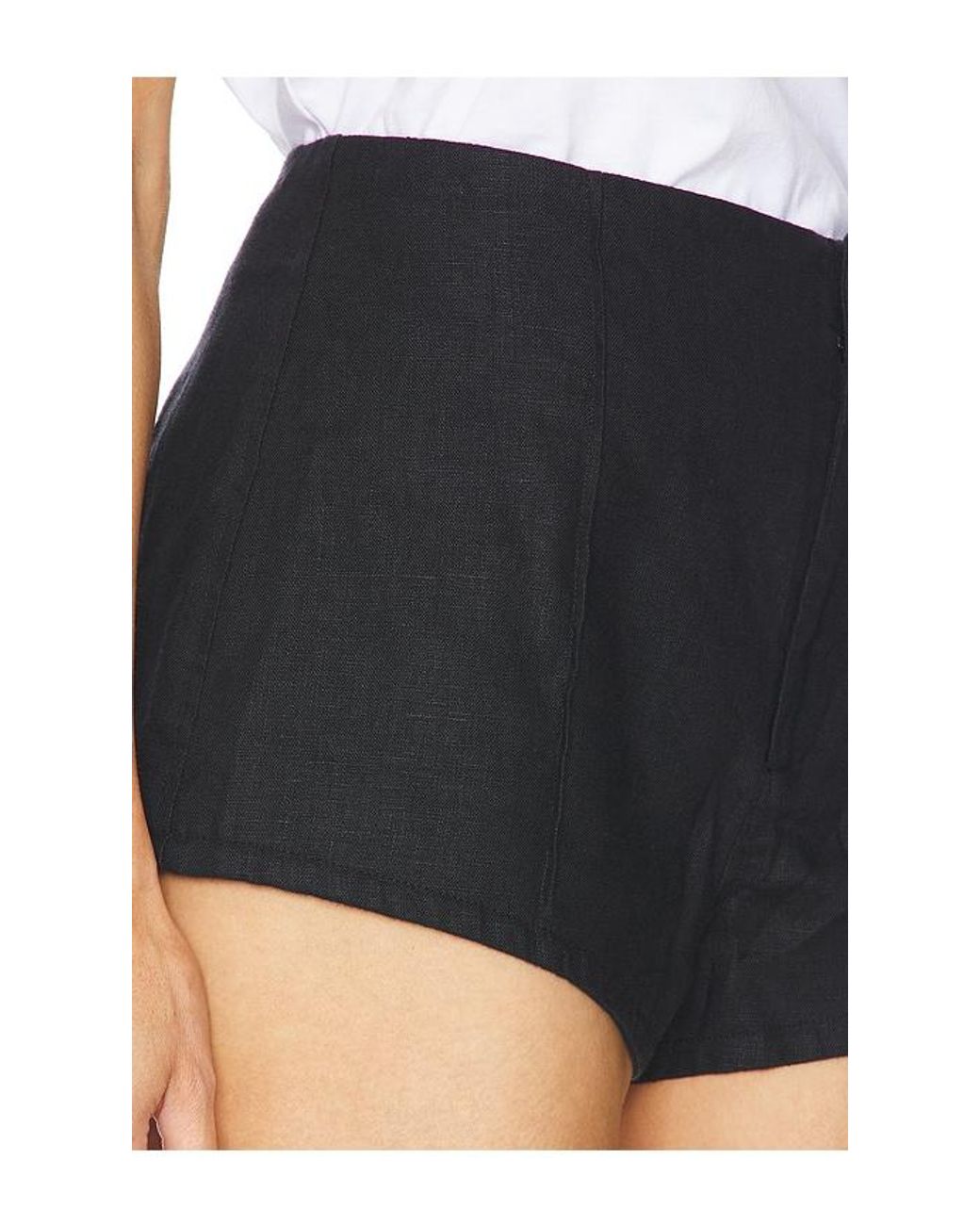 Helsa Black Washed Linen Micro Short