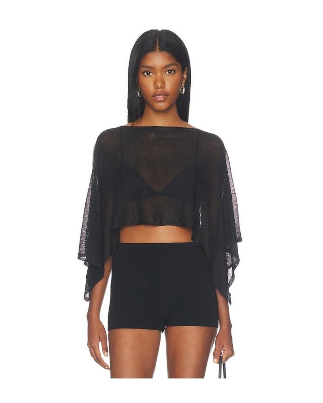 MORE TO COME Black Orson Knit Poncho