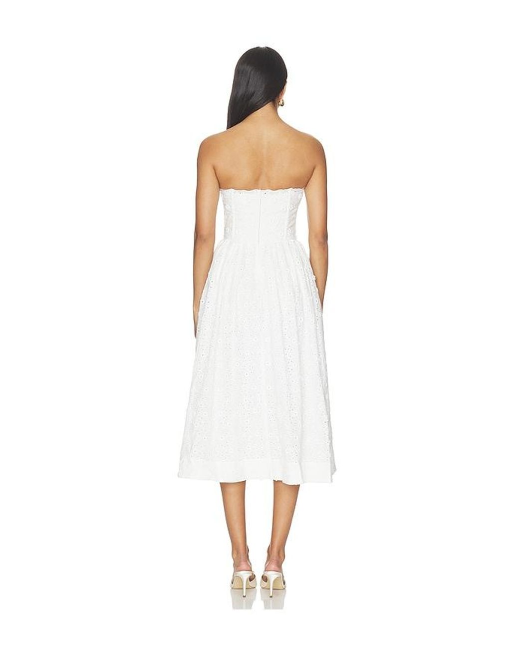 For Love & Lemons White Laura Eyelet Midi Dress