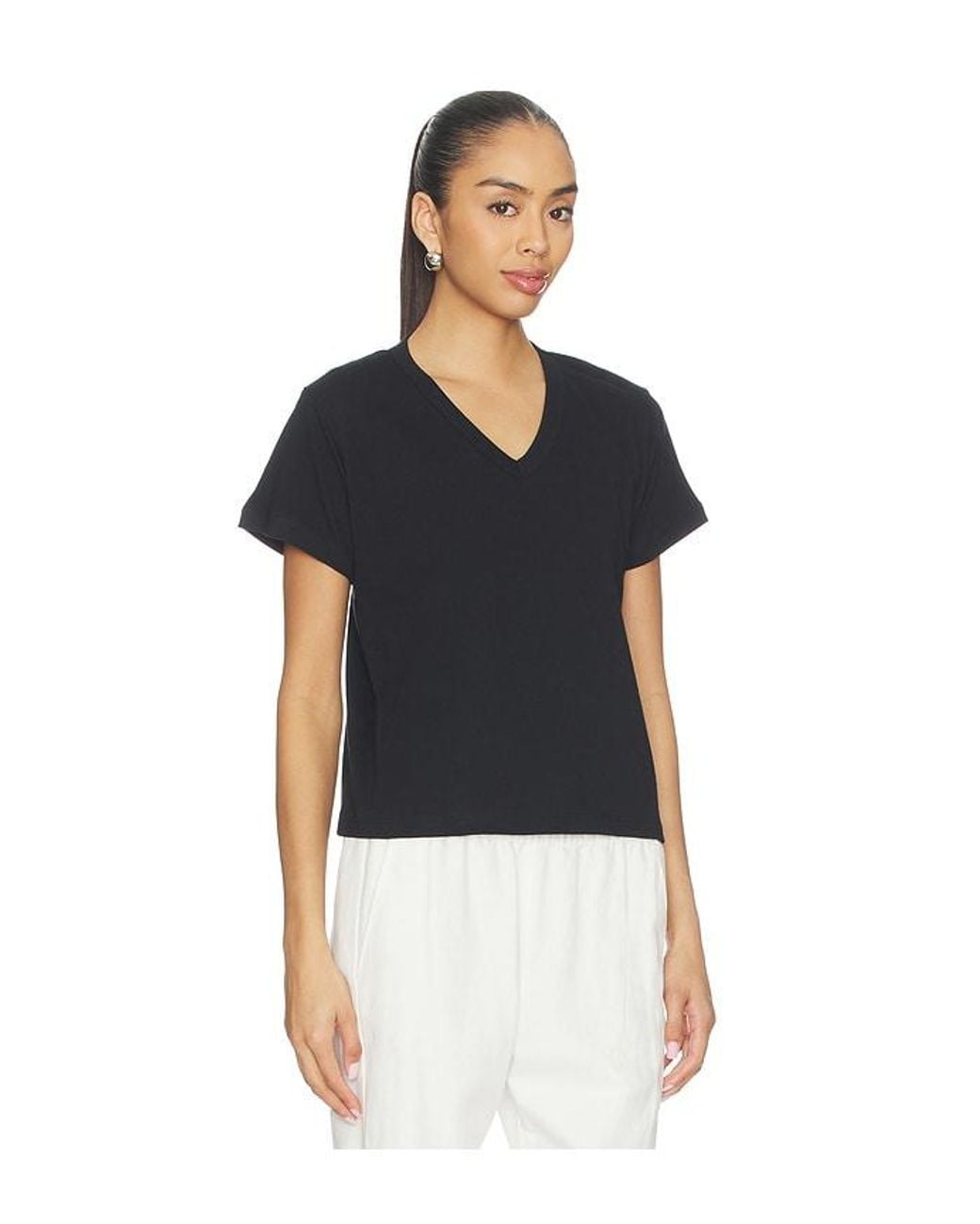 Leset Black Margo V Neck Tee