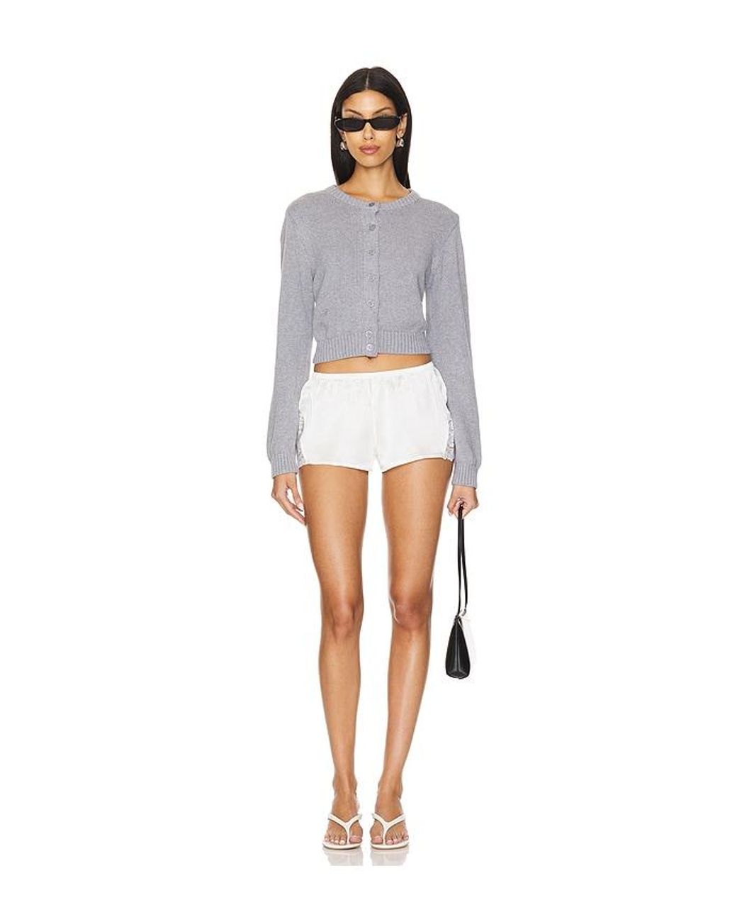 Frankie's Bikinis White Dudley Cotton Knit Cardigan