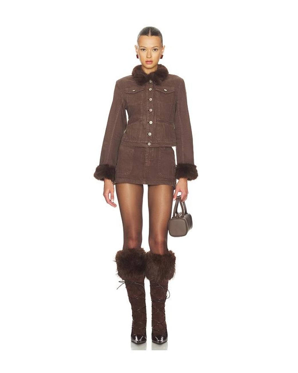 GUIZIO Brown Anais Cargo Mini Skirt