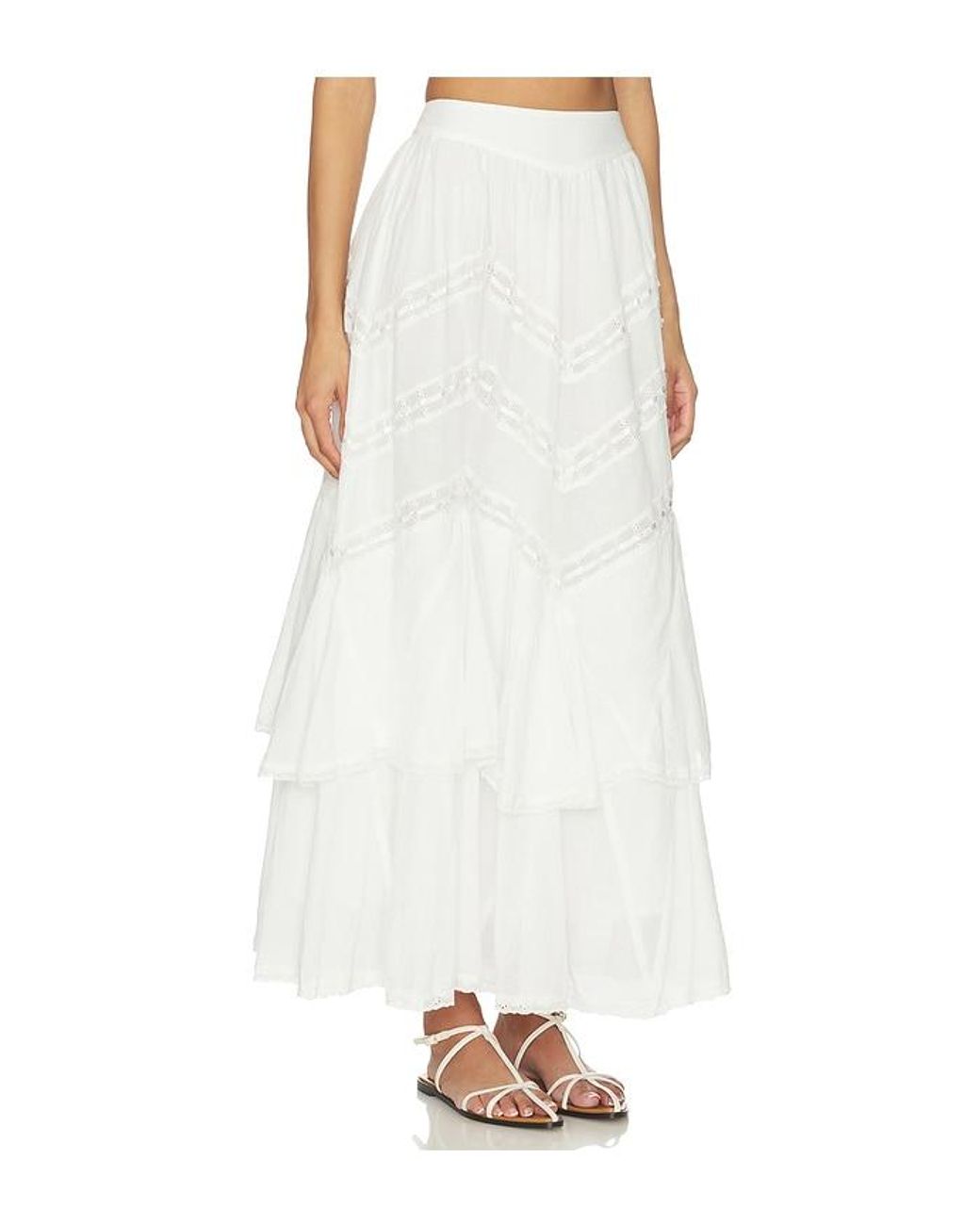For Love & Lemons White Lou Maxi Skirt