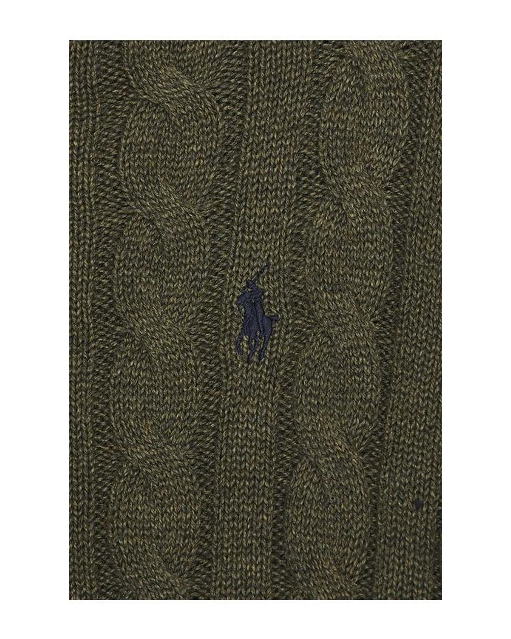 Polo Ralph Lauren Green Cotton Cable Knit Crewneck Sweater for men