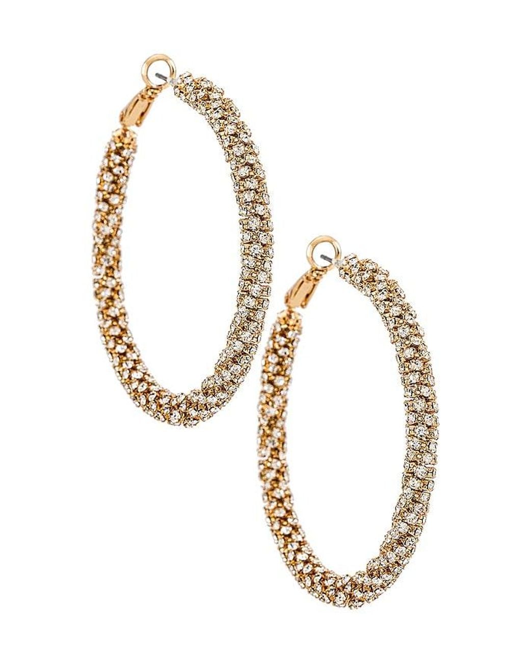 Ettika Metallic Crystal Hoop Earrings