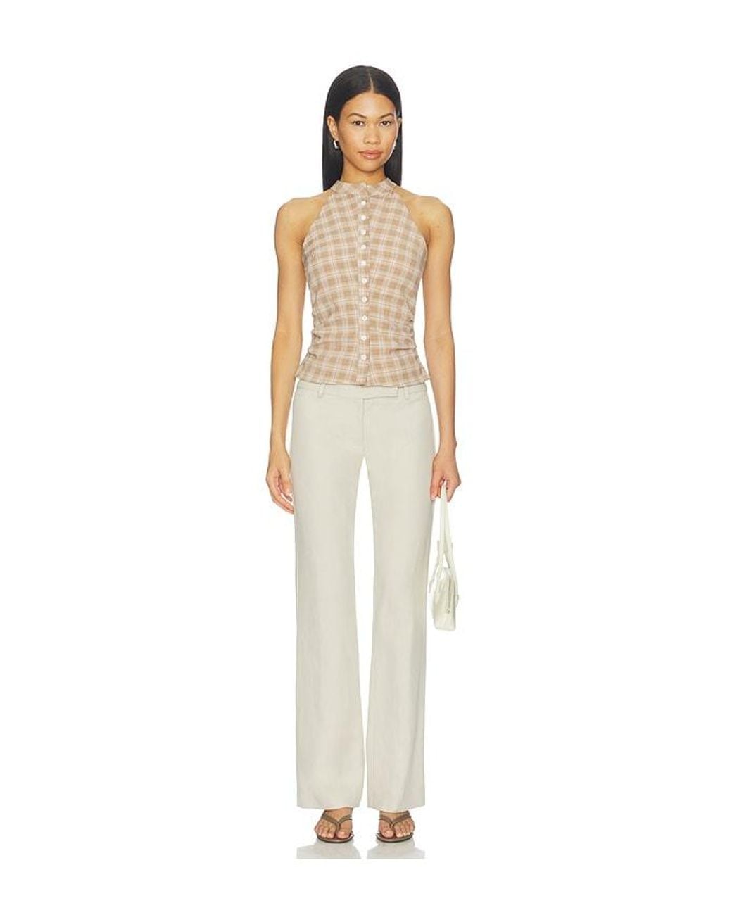 ALL THE WAYS Natural Karie Button Front Top