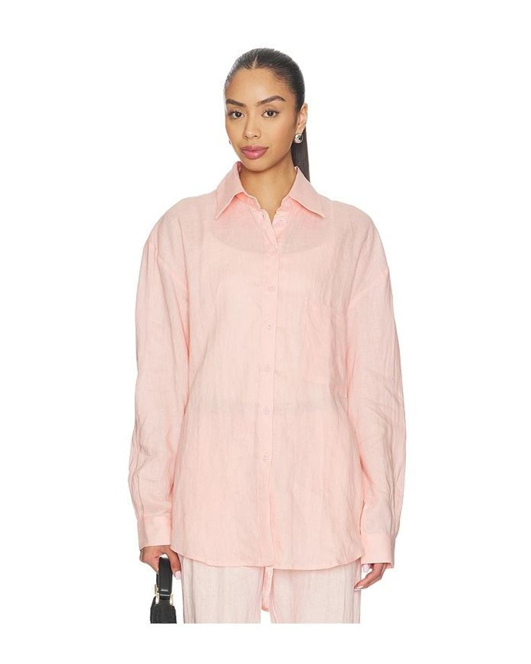AEXAE Pink Linen Woven Shirt