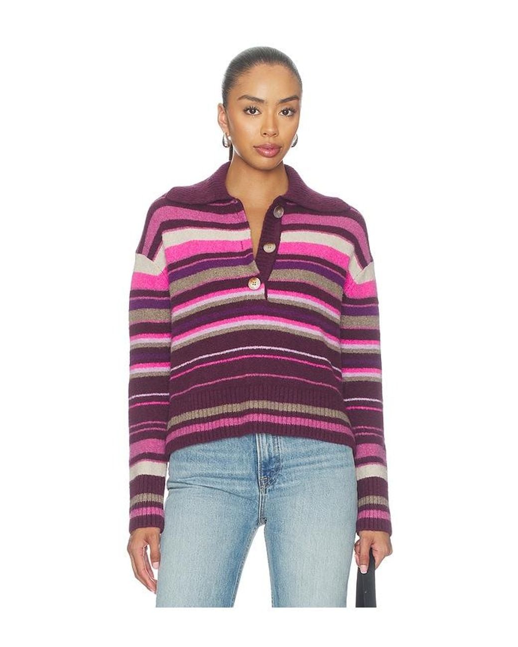 Free People Red Trading Up Stripe Pullover