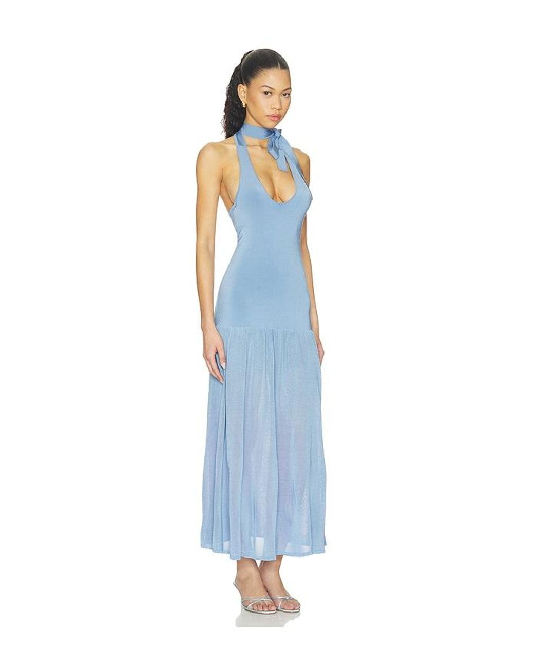 Zimmermann Blue Fairlight Tie Halter Dress