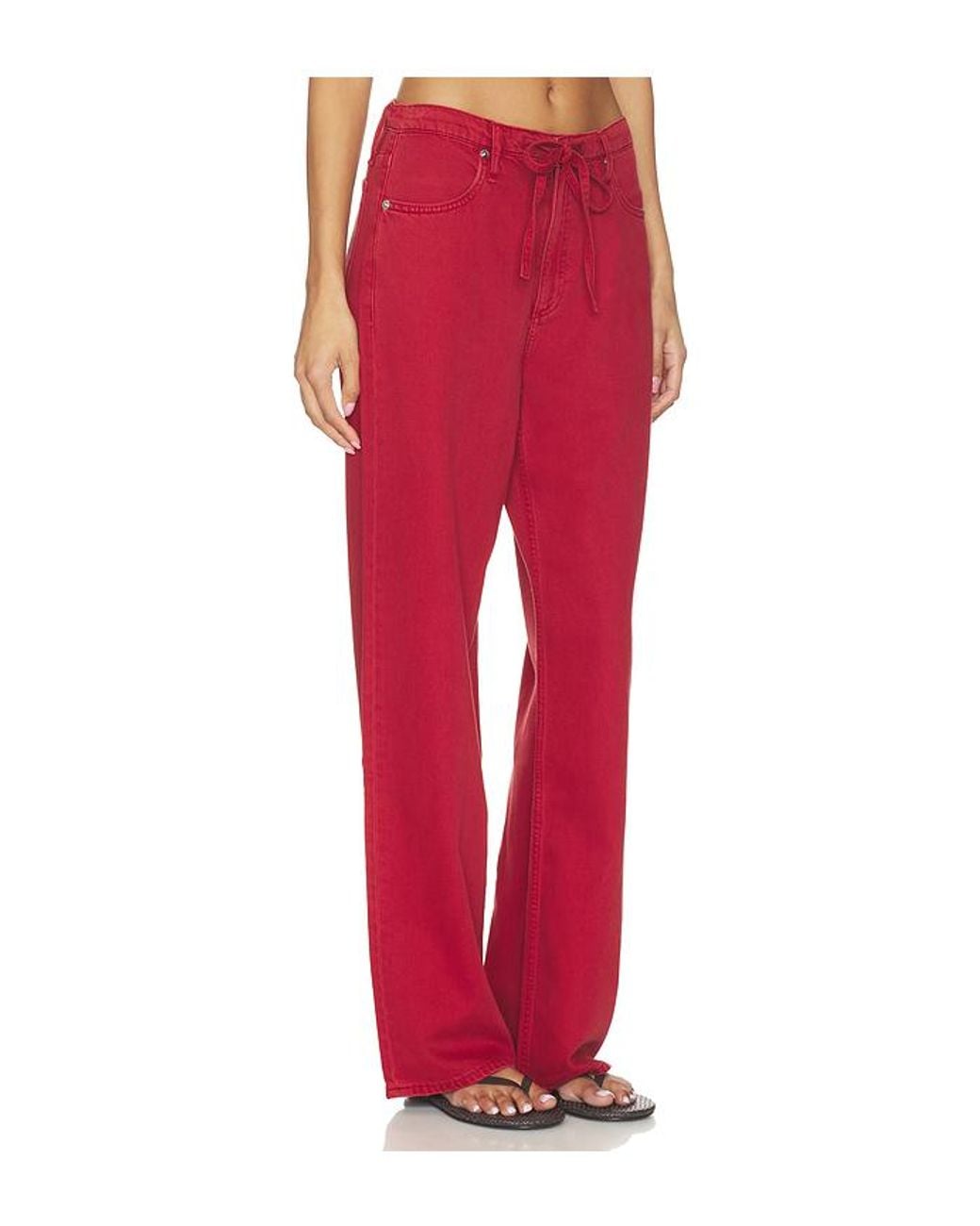 Rag & Bone Red Featherweight Phoebe Drawstring Wide Jeans