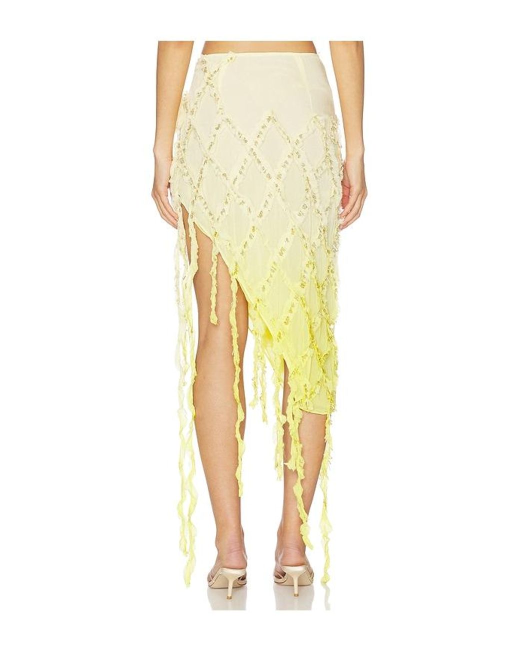 Blumarine Yellow Embroidered Creponne Skirt