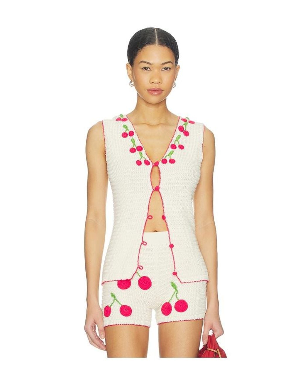 CAPITTANA White Sasha Cherry Top