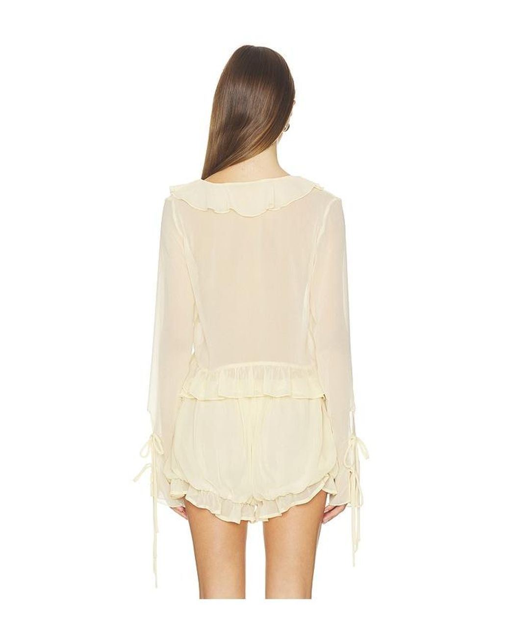 Milkwhite Natural Ruffle Long Sleeve Shirt
