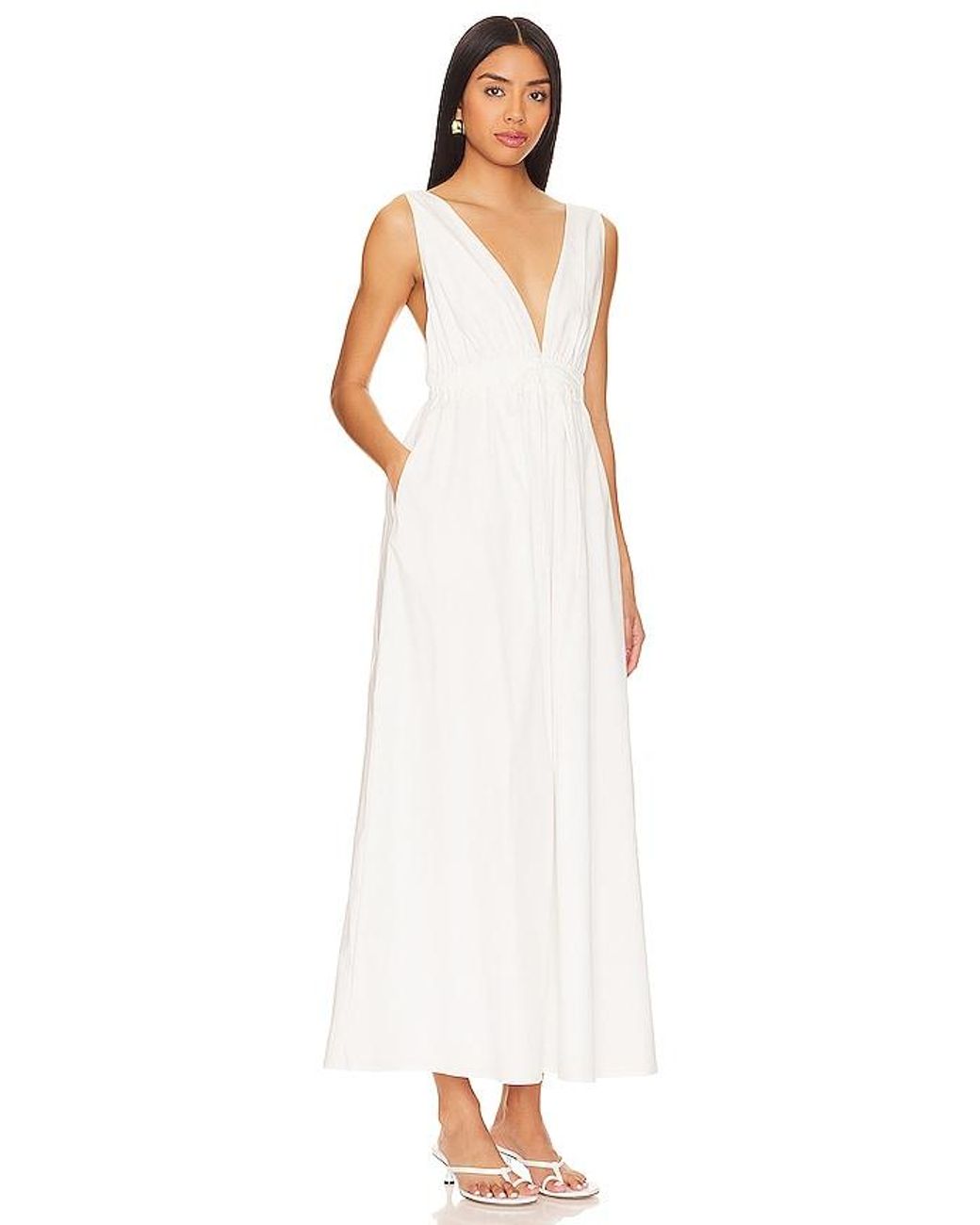 Line & Dot White Walk About Midi Dress