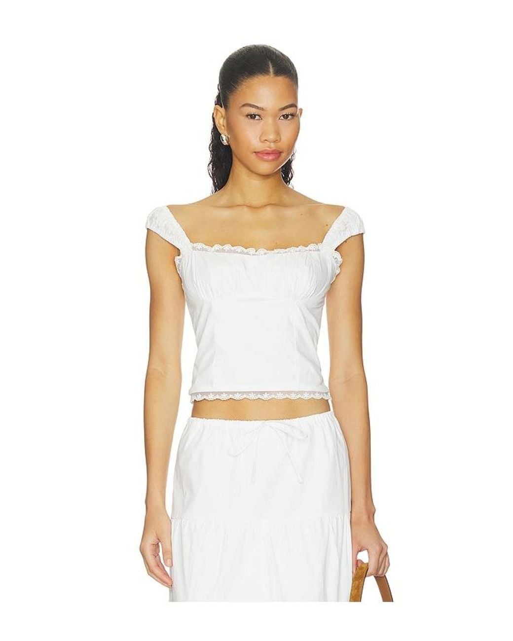 MORE TO COME White Carmen Top