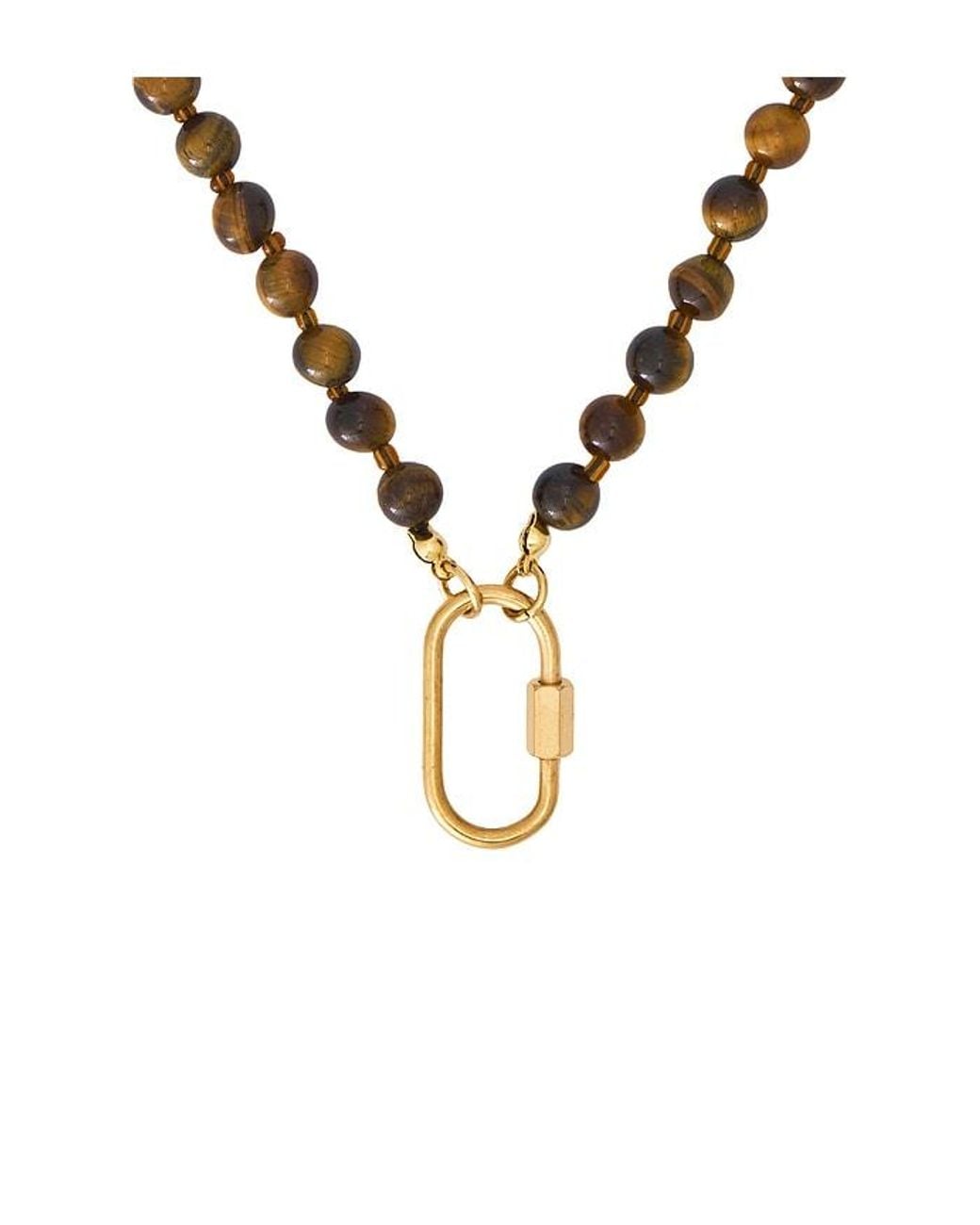 petit moments Brown Beaded Carabiner Necklace