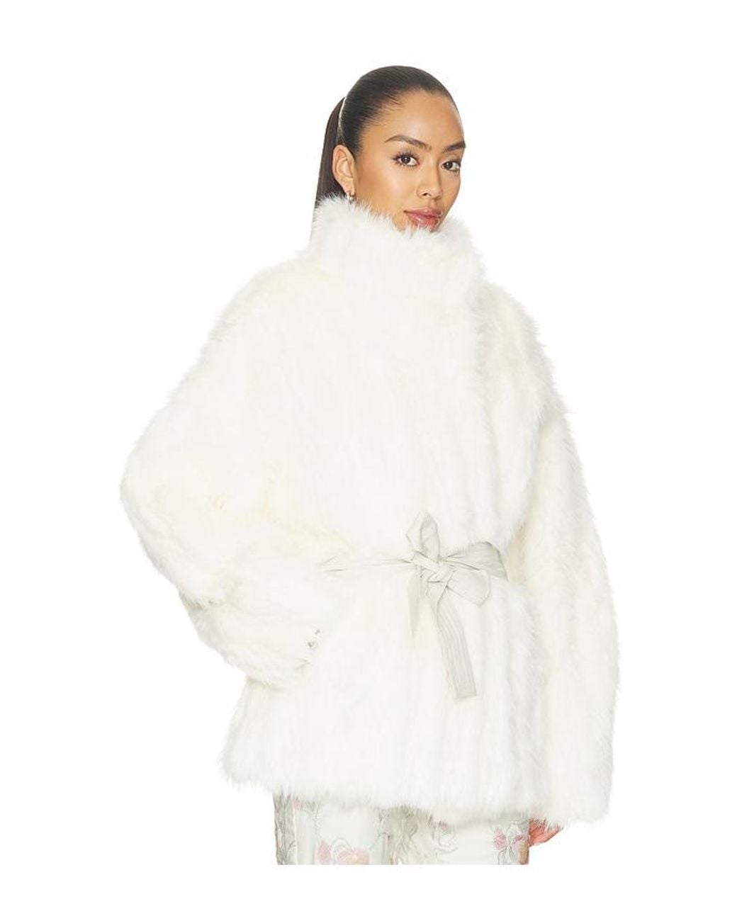 Source Unknown White Ilaria Eco Fur Coat