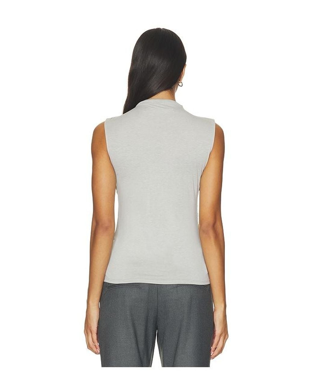 Enza Costa Gray Fluid Viscose Jersey Sleeveless Twist Top