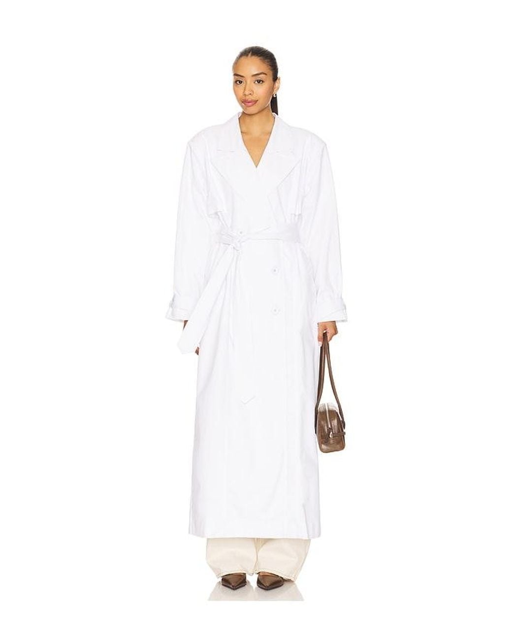 AFRM White The Soft Trench Coat