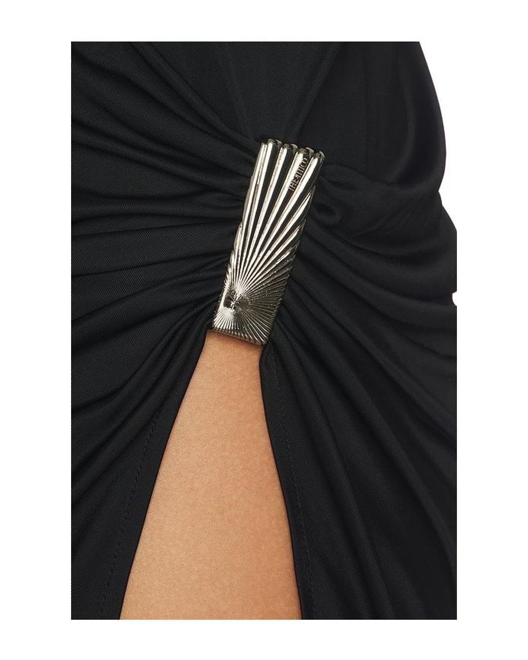 The Attico Black Drape Slit Mini Dress