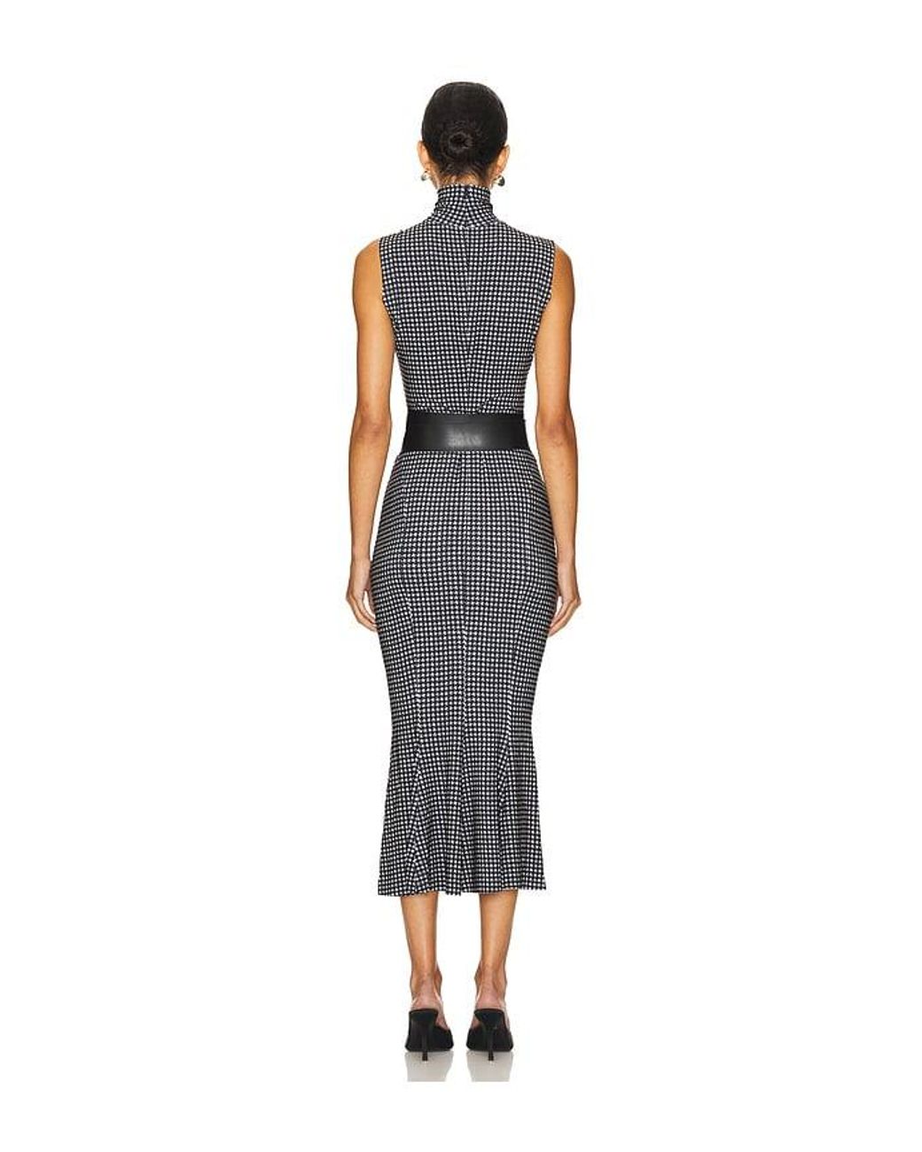 Norma Kamali Black Turtleneck Fishtail Jersey Midi Dress
