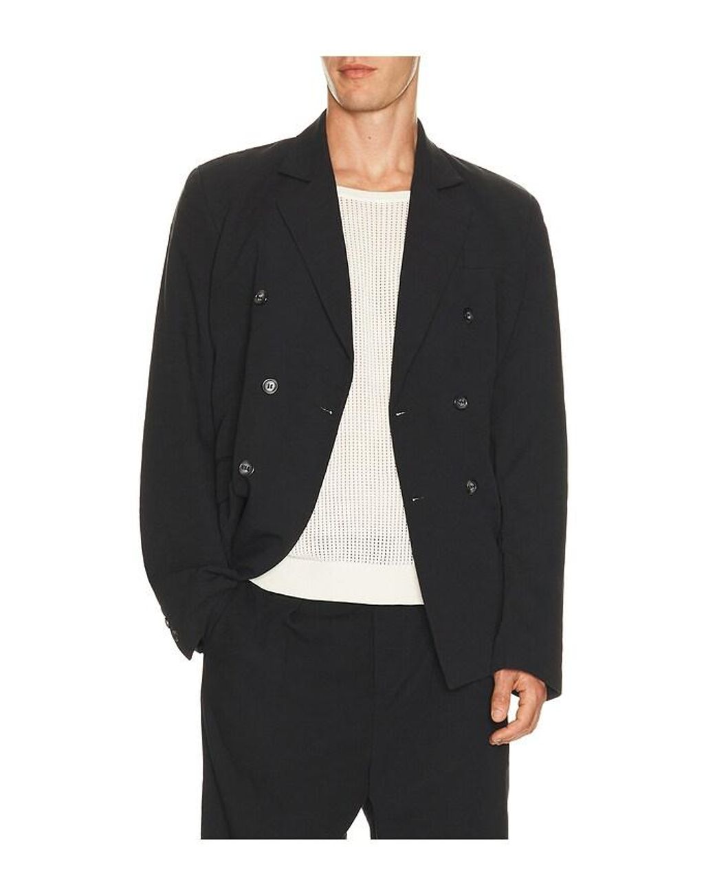 Palmes Black Double Breasted Wool Blazer for men