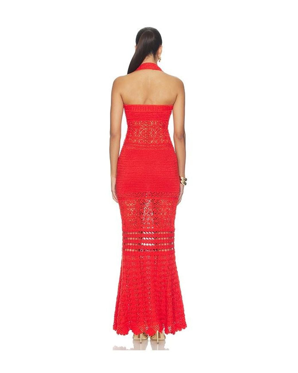 retroféte Red Peggie Crochet Dress